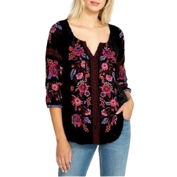 Johnny Was Tops - *SOLD* Johnny Was Marcella Velvet Blouse NWOT • Small